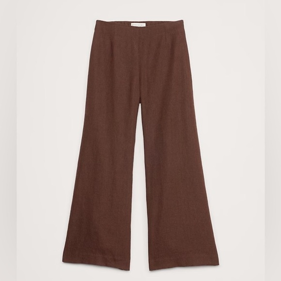 NWT! Banana Republic Espresso Brown Mid-Rise Kick-Flare Linen Ankle Pant 🤎 - Picture 4 of 8